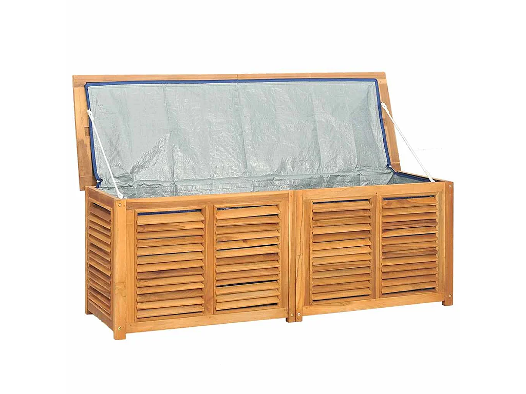 Boîte de rangement jardin et sac 150x50x55 cm bois massif teck