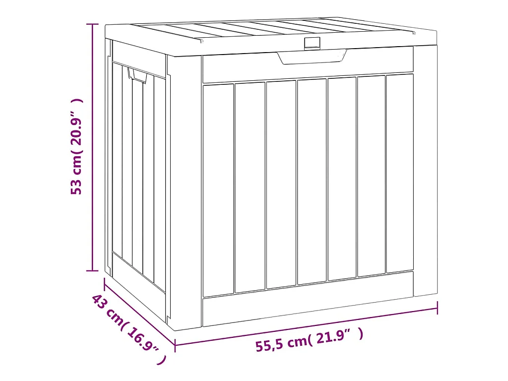 Caixa de arrumação p/ jardim 55,5x43x53 cm polipropileno preto