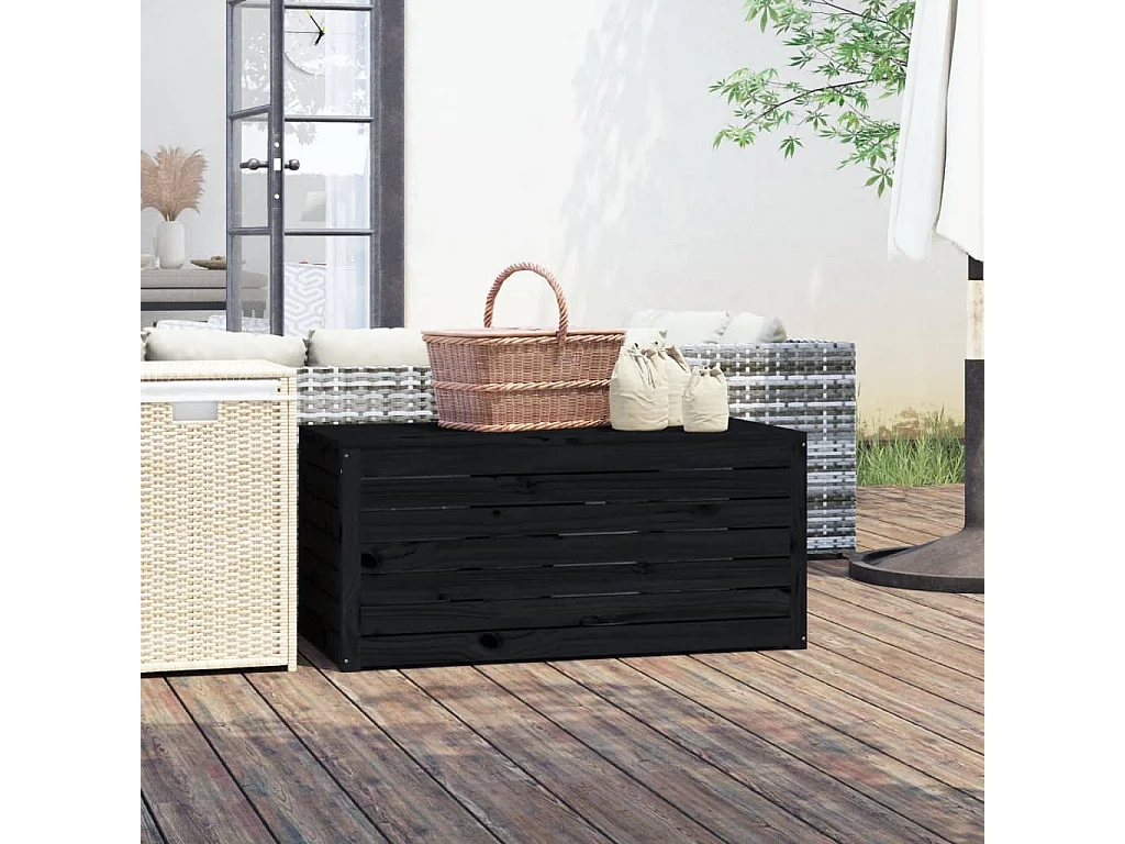 Tuinbox 101x50,5x46,5 cm massief grenenhout zwart