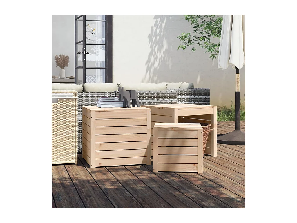 Ensemble de boîtes de jardin 3 pcs bois de pin massif