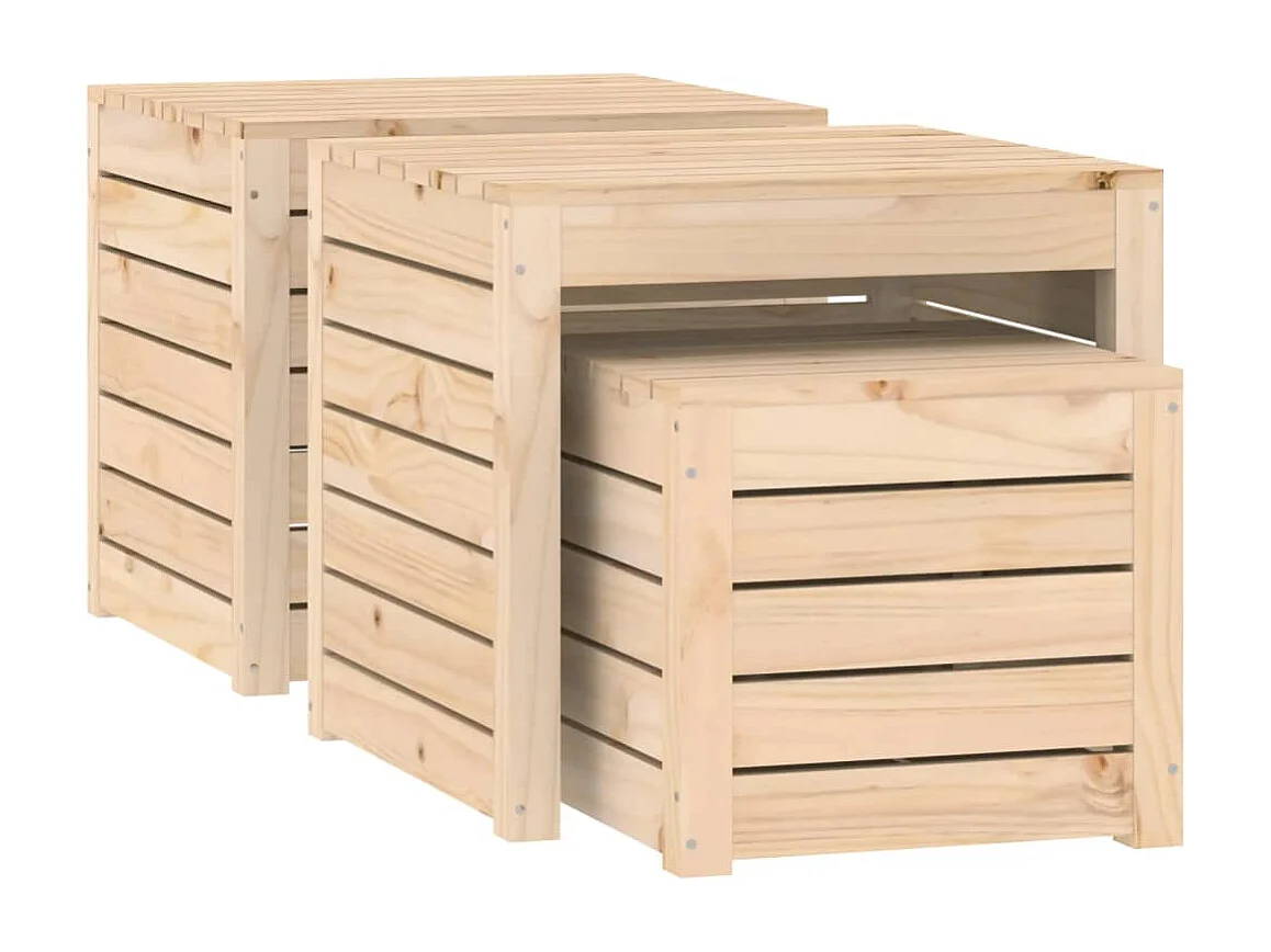 Ensemble de boîtes de jardin 3 pcs bois de pin massif