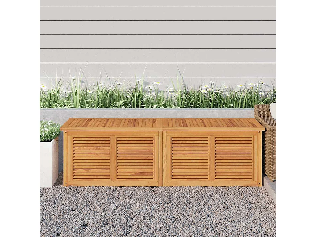 Gartenbox mit Beutel 175x50x55 cm Massivholz Teak