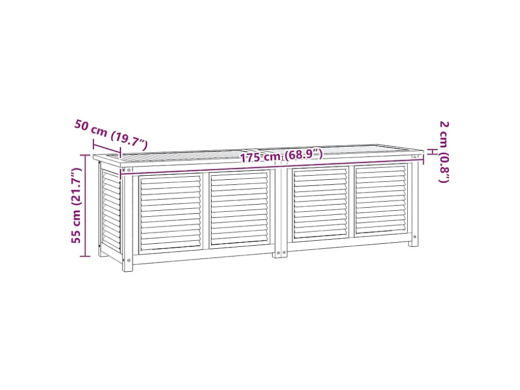 Gartenbox mit Beutel 175x50x55 cm Massivholz Teak