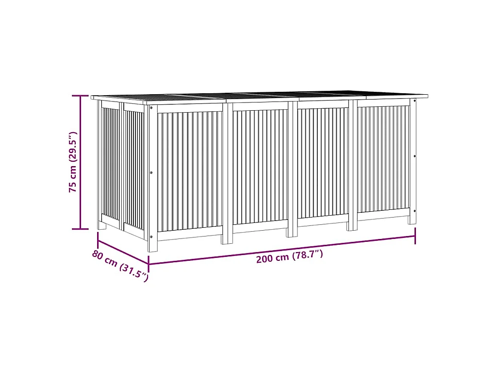 Contenitore da Giardino 200x80x75cm in Legno Massello di Acacia