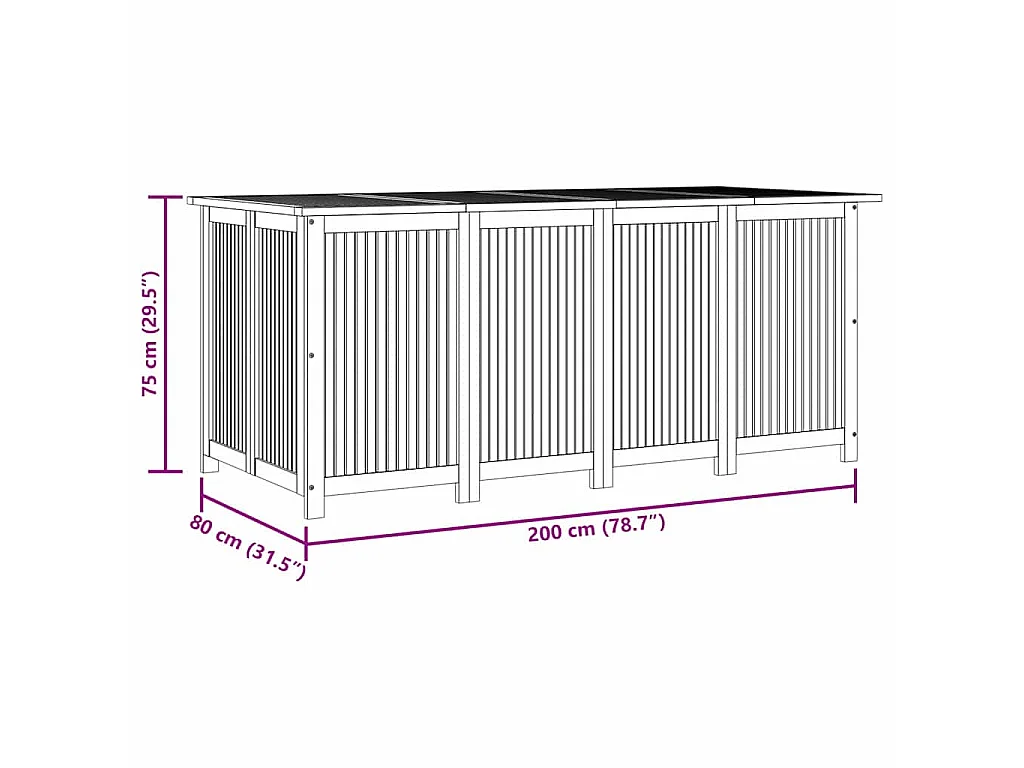 Contenitore da Giardino 200x80x75cm in Legno Massello di Acacia