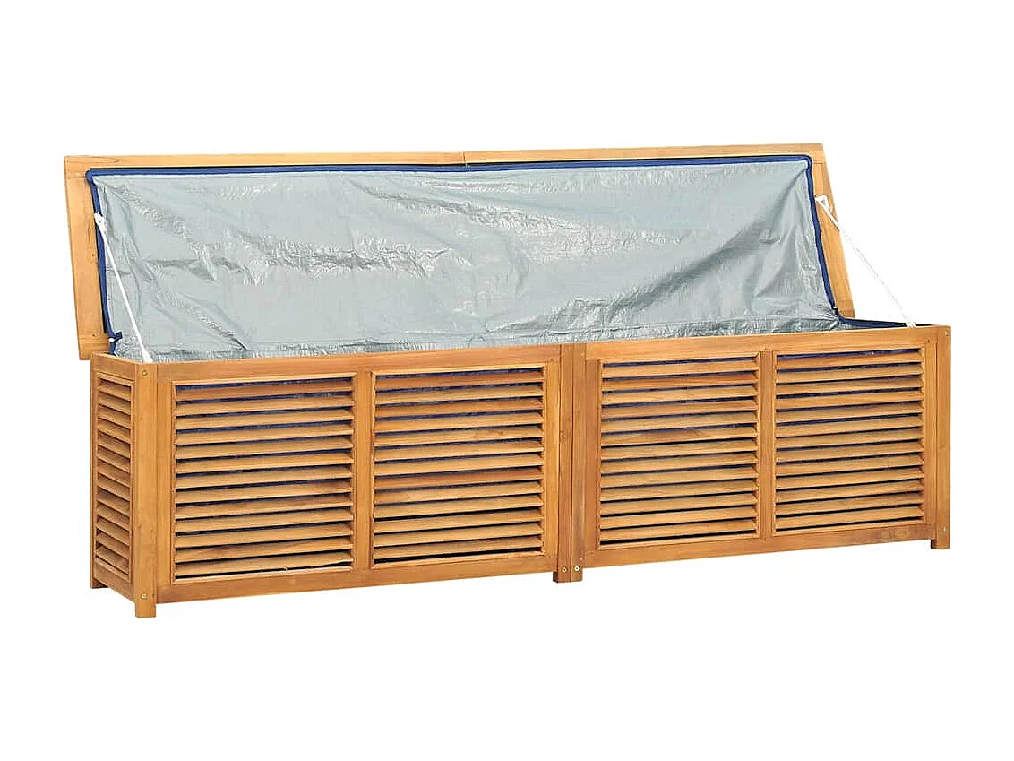Boîte de rangement jardin et sac 200x50x55 cm bois massif teck
