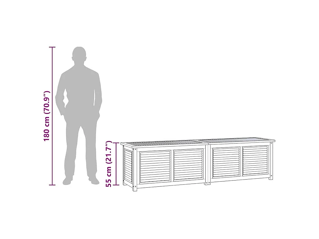 Gartenbox mit Beutel 200x50x55 cm Massivholz Teak