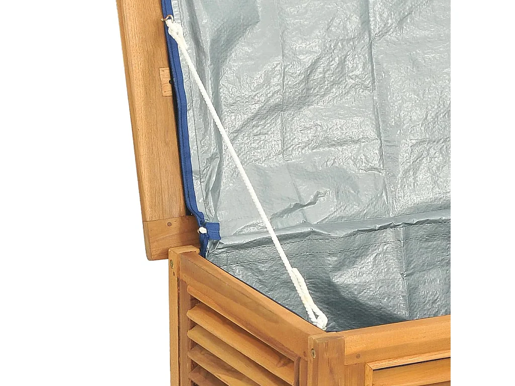 Caixa de arrumação p/ jardim com saco 114x50x58 cm teca maciça