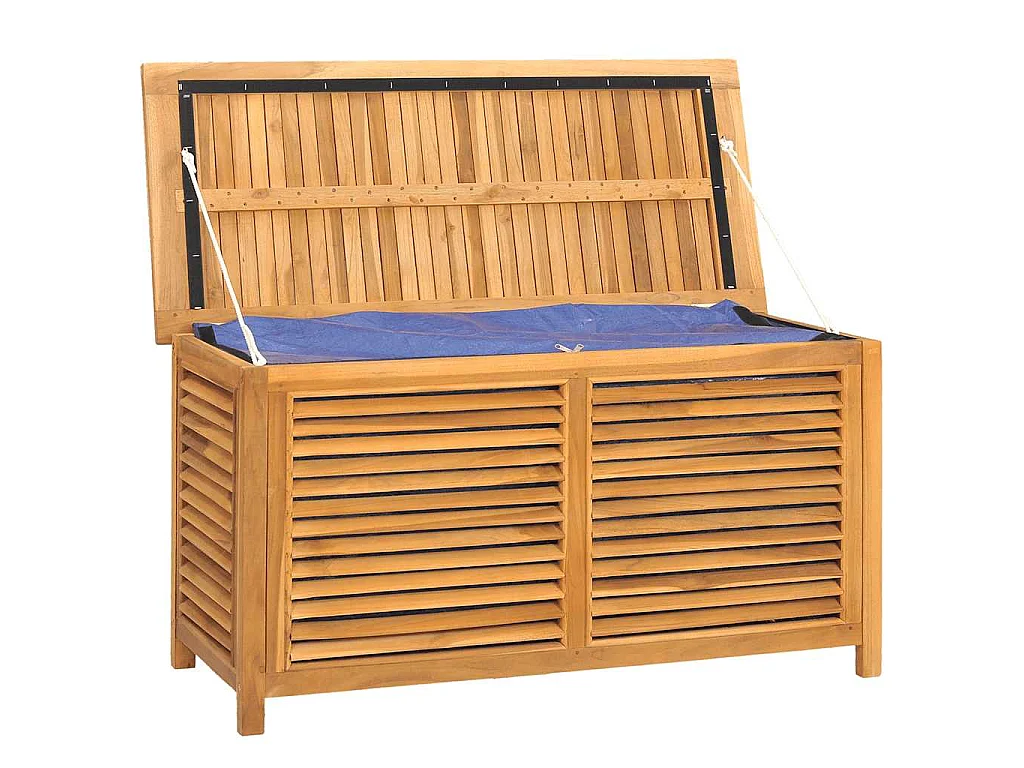 Boîte de rangement jardin et sac 114x50x58 cm bois massif teck
