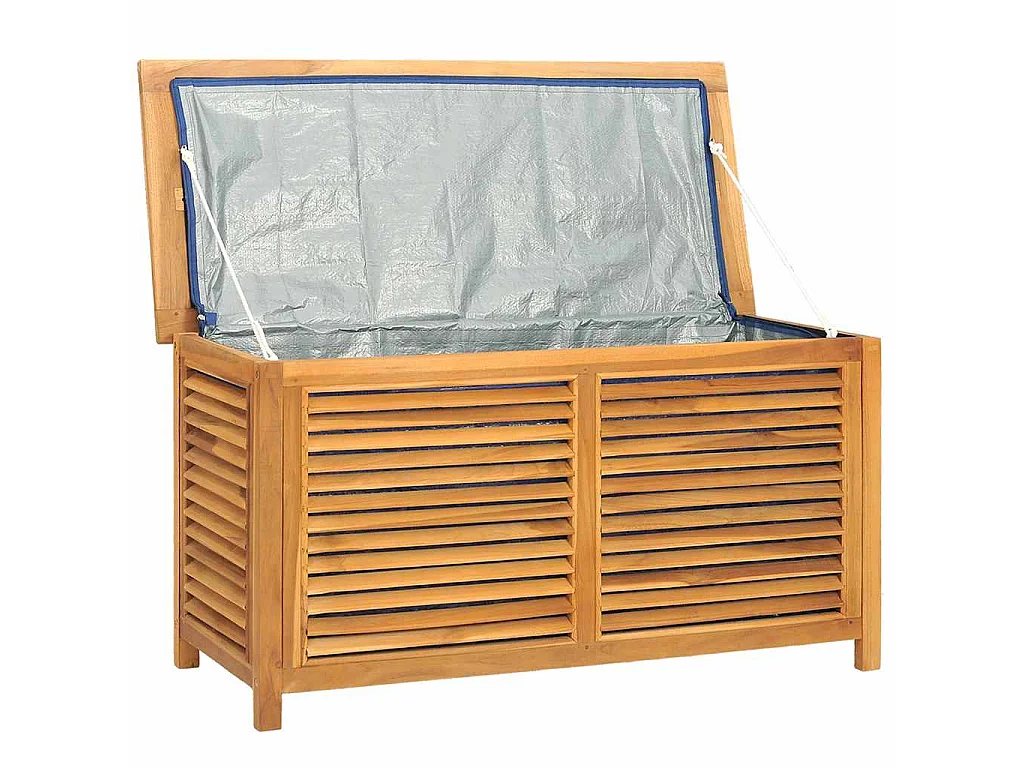 Boîte de rangement jardin et sac 114x50x58 cm bois massif teck