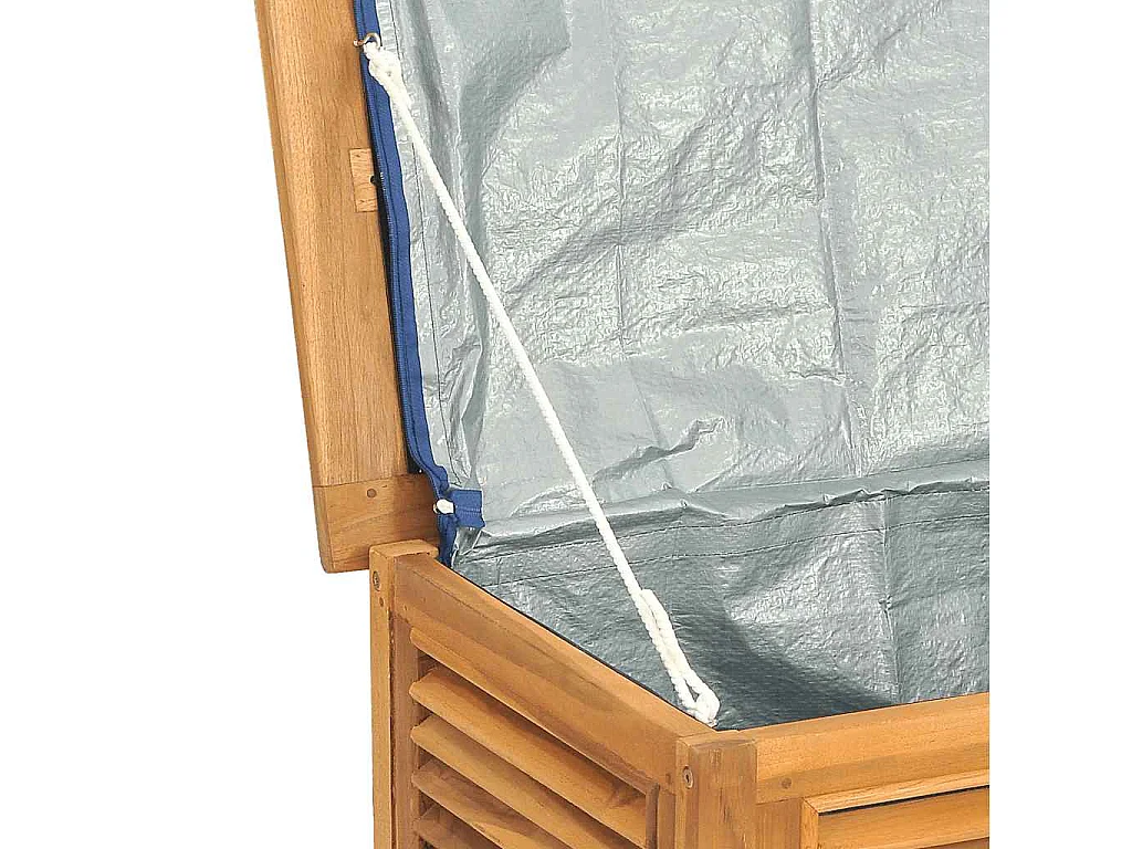 Boîte de rangement jardin et sac 114x50x58 cm bois massif teck