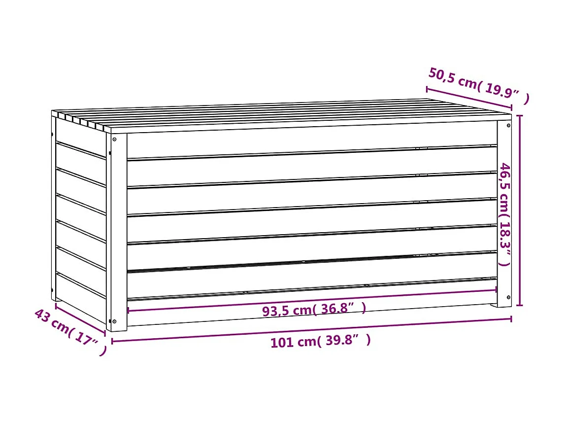 Contenitore Giardino 101x50,5x46,5 cm Legno Massello di Pino
