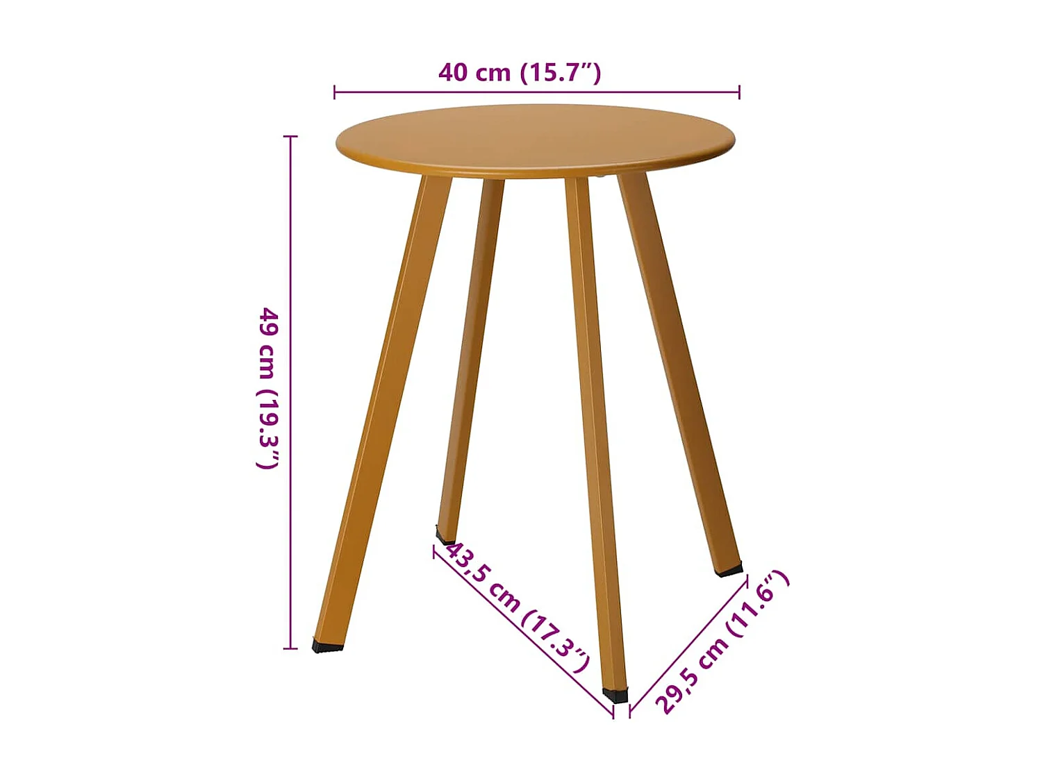 Mesa de apoio 40x49 cm amarelo-mostarda mate