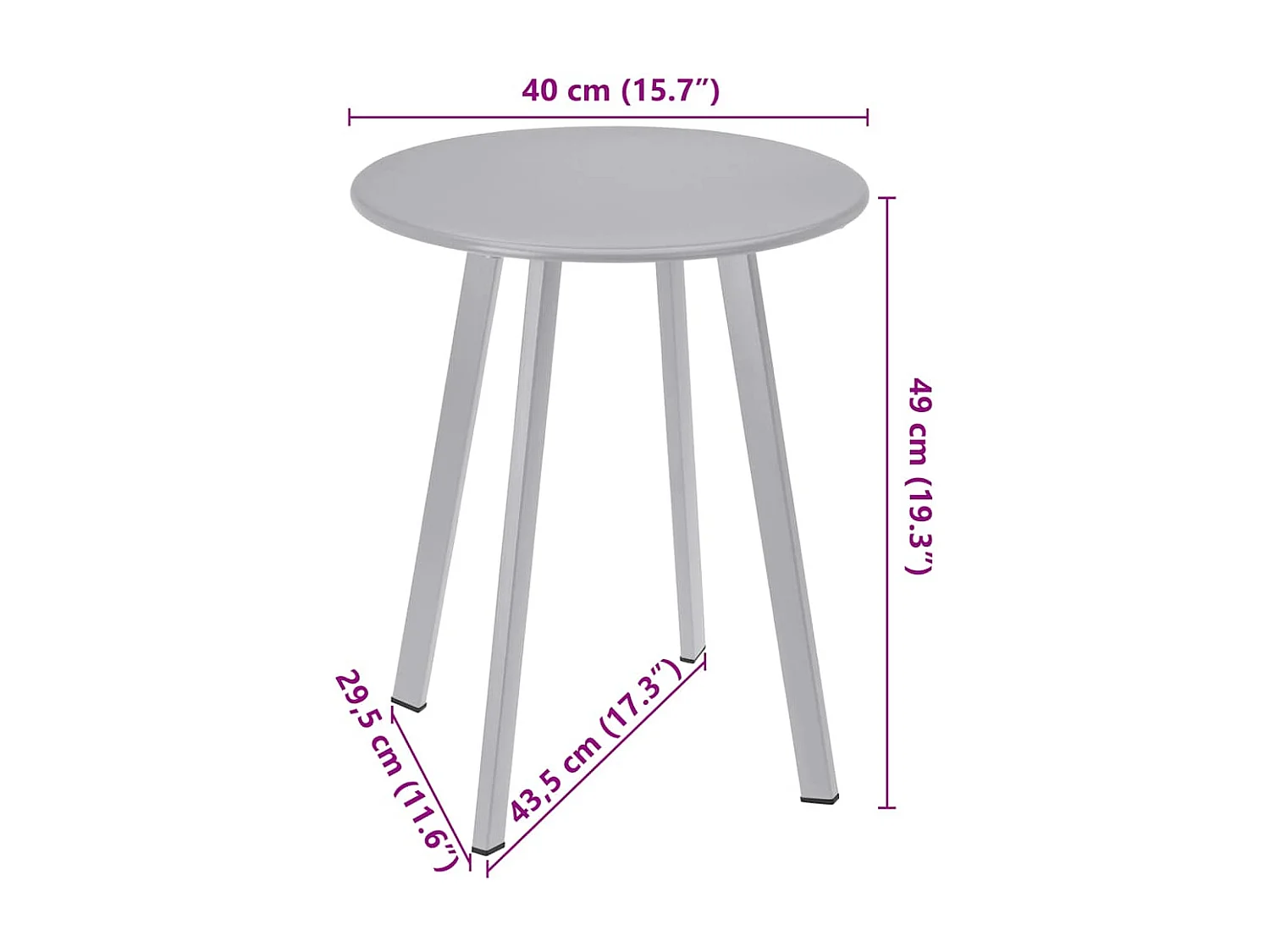 Bijzettafel 40x49 cm matgrijs