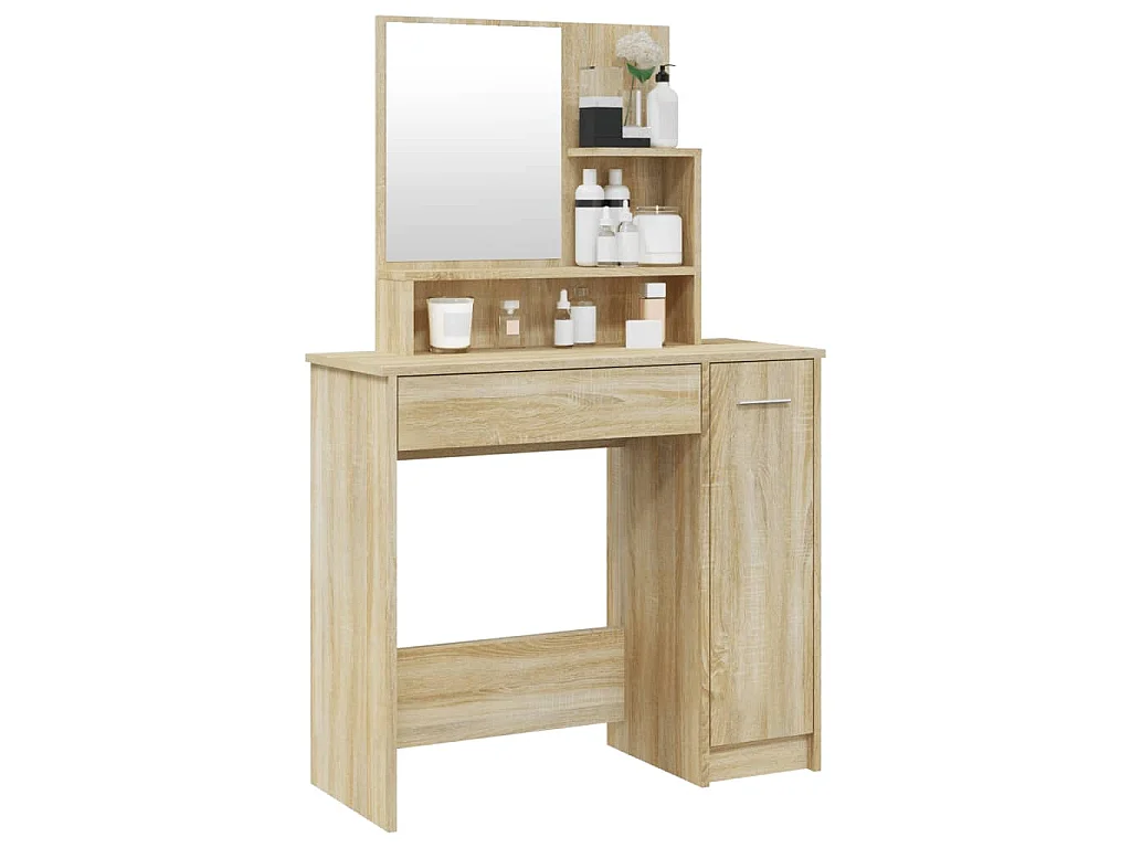 Coiffeuse avec miroir chêne sonoma 86,5x35x136 cm