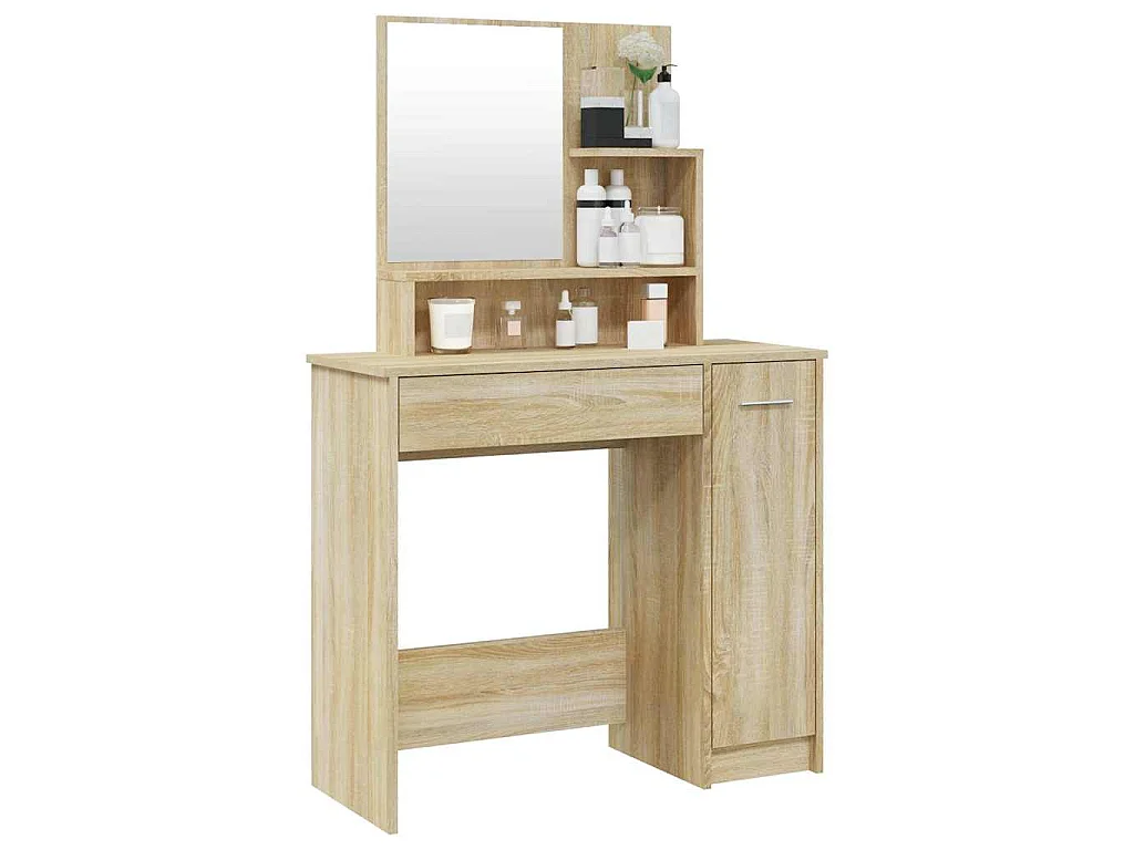 Coiffeuse avec miroir chêne sonoma 86,5x35x136 cm
