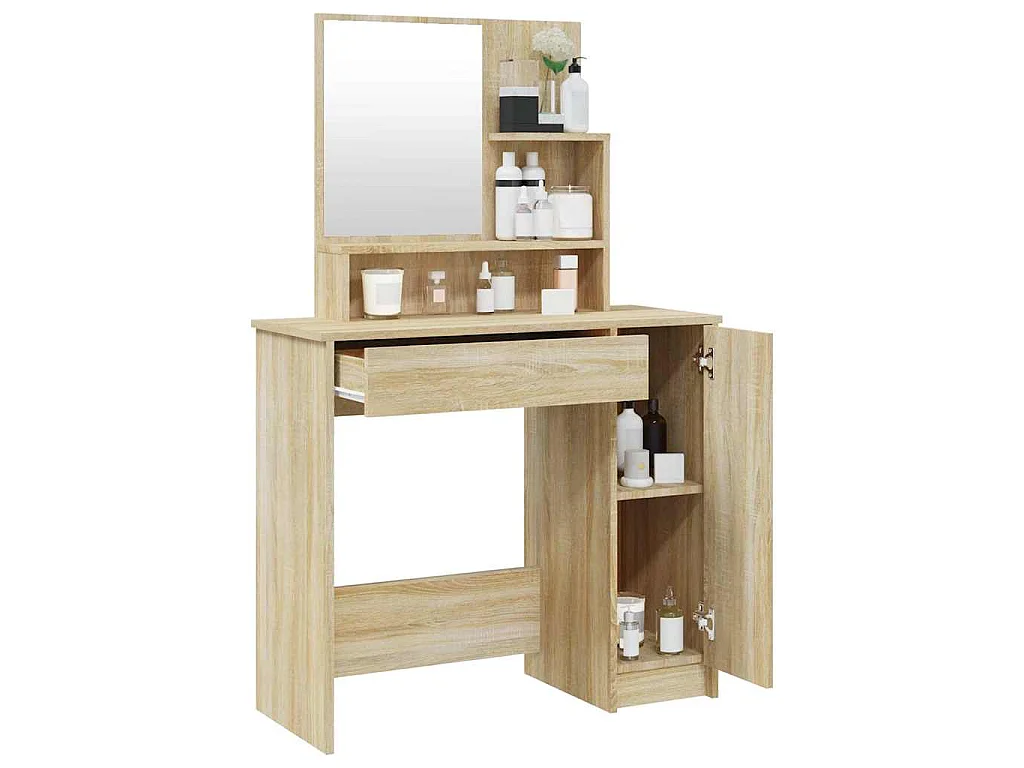 Coiffeuse avec miroir chêne sonoma 86,5x35x136 cm