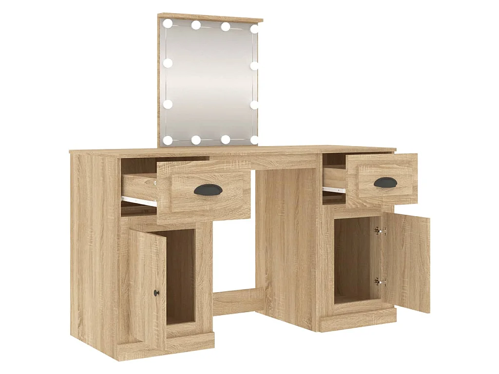 Coiffeuse avec LED chêne sonoma 130x50x132,5 cm