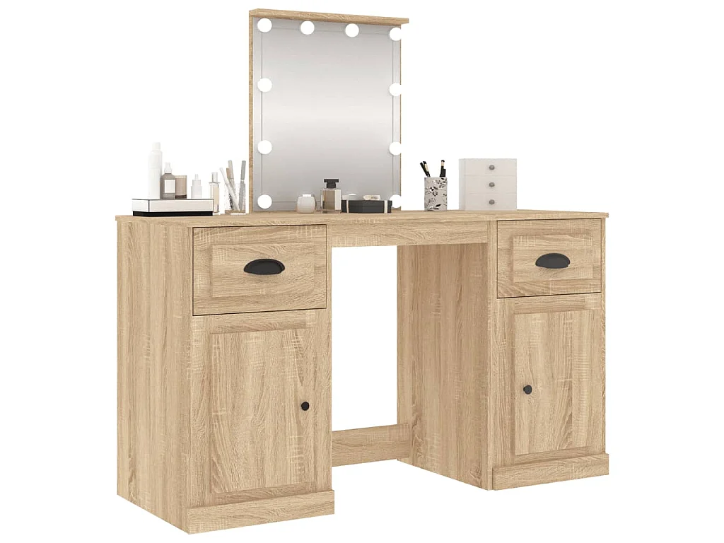 Coiffeuse avec LED chêne sonoma 130x50x132,5 cm