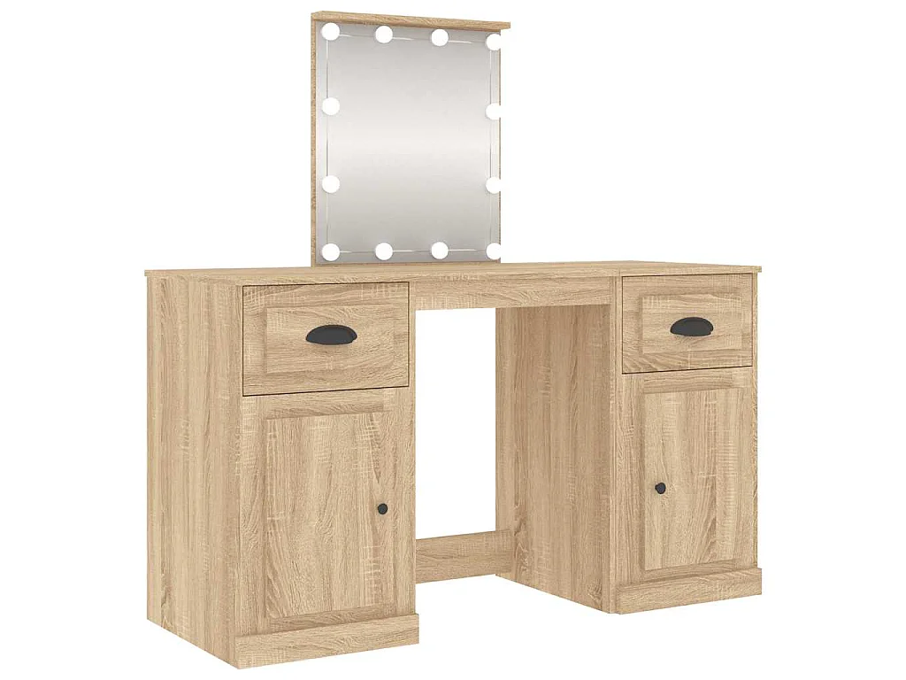Coiffeuse avec LED chêne sonoma 130x50x132,5 cm