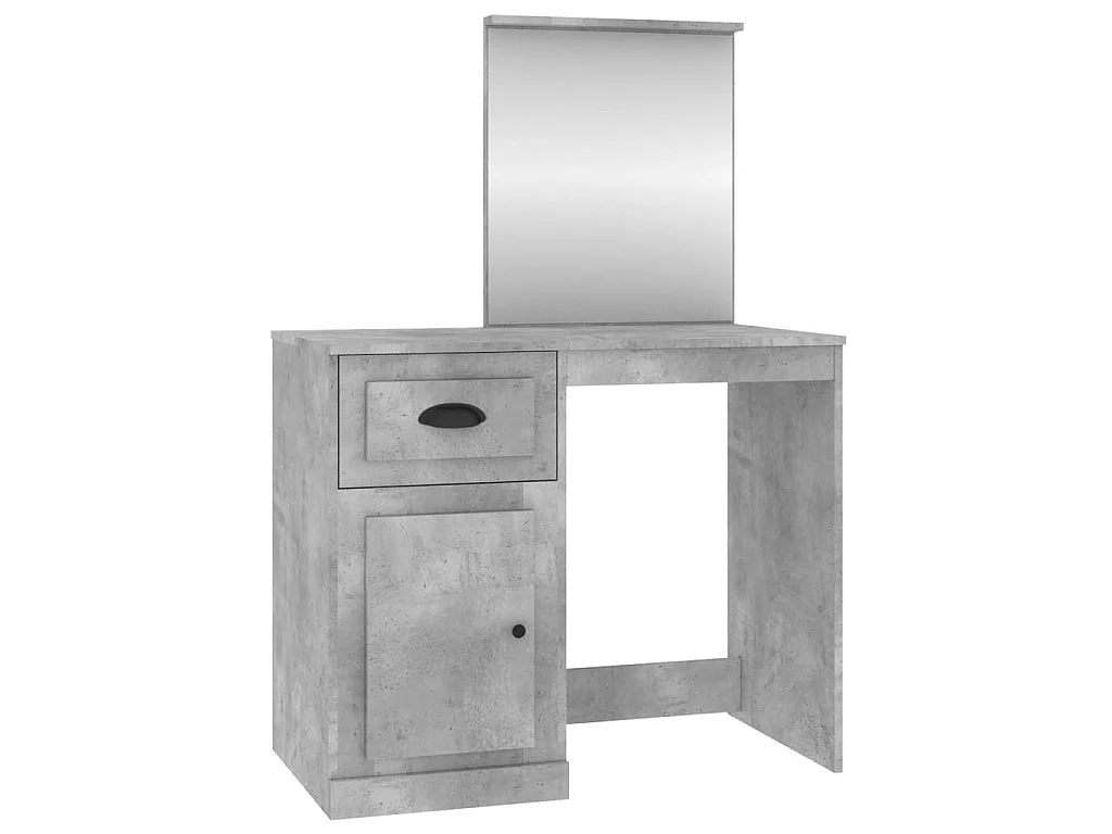 Coiffeuse et miroir gris béton 90x50x132,5 cm bois d'ingénierie