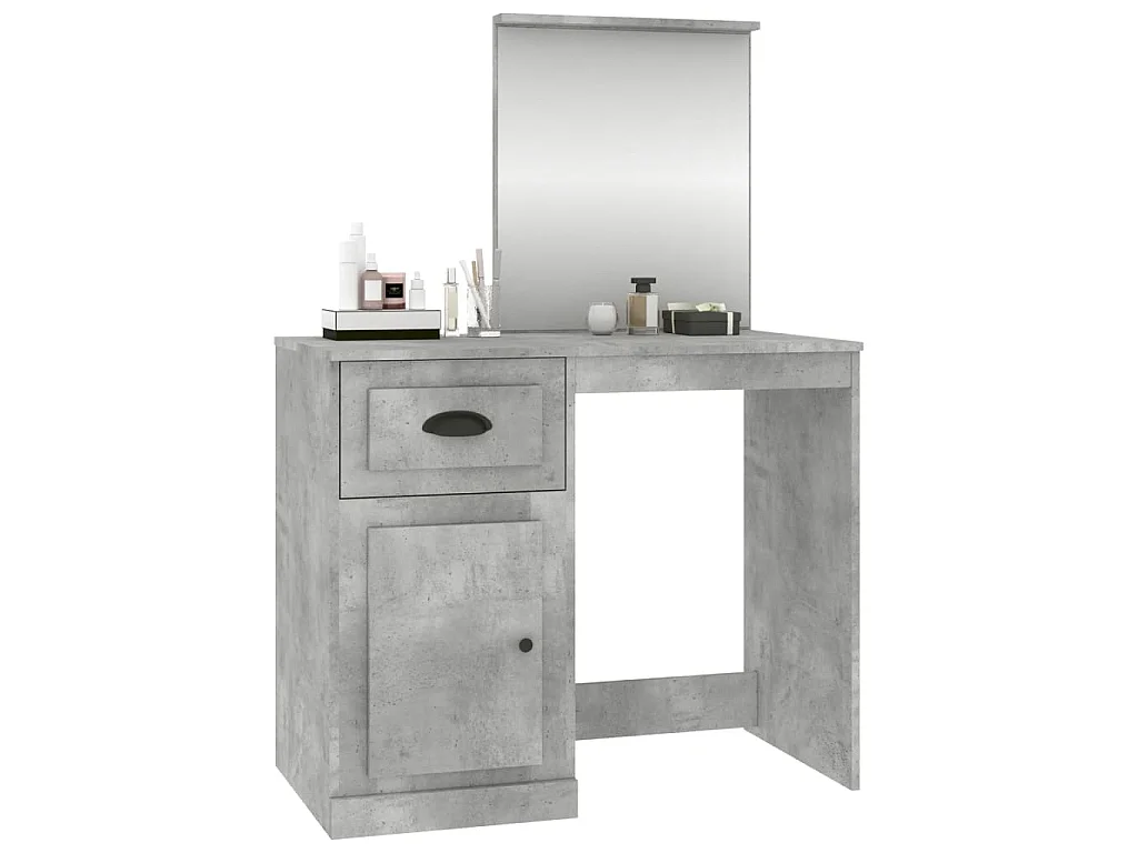 Coiffeuse et miroir gris béton 90x50x132,5 cm bois d'ingénierie
