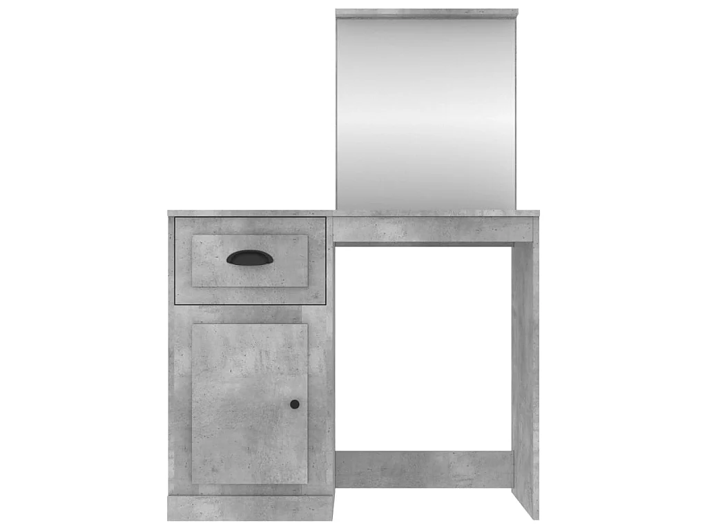 Coiffeuse et miroir gris béton 90x50x132,5 cm bois d'ingénierie