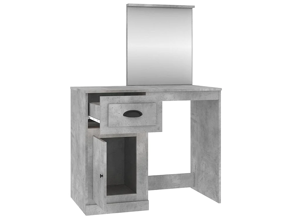 Coiffeuse et miroir gris béton 90x50x132,5 cm bois d'ingénierie