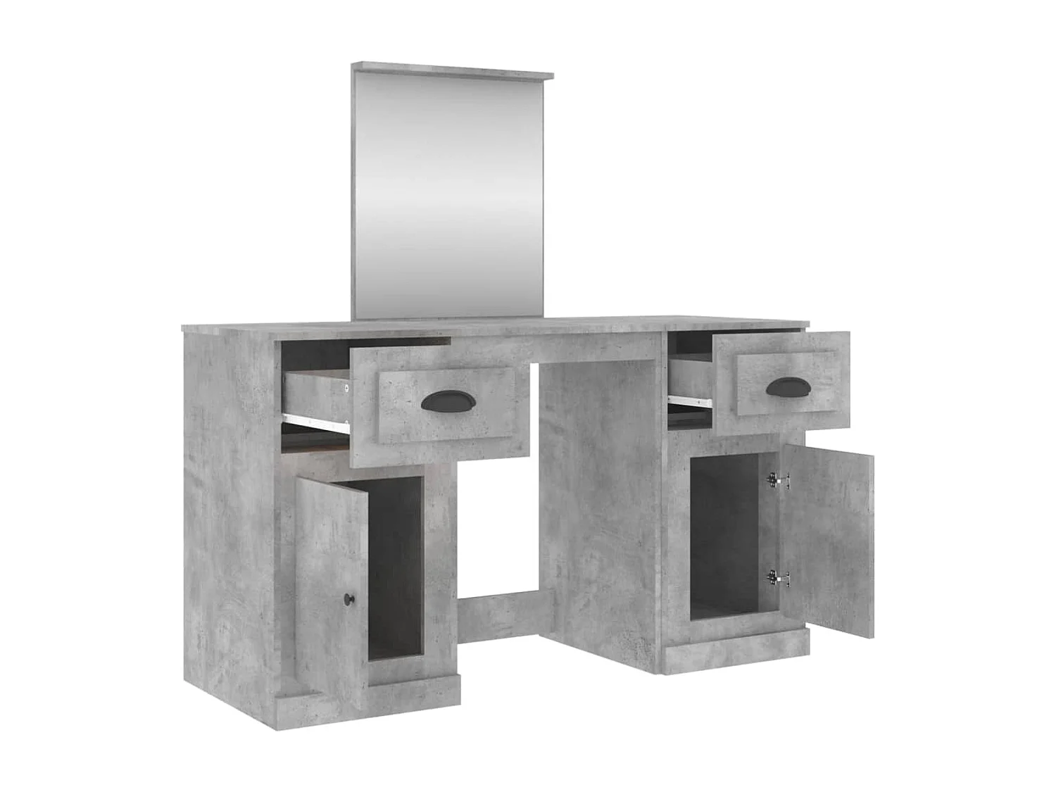 Coiffeuse avec miroir gris béton 130x50x132,5 cm