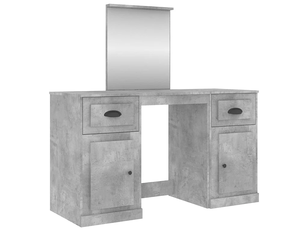 Coiffeuse avec miroir gris béton 130x50x132,5 cm