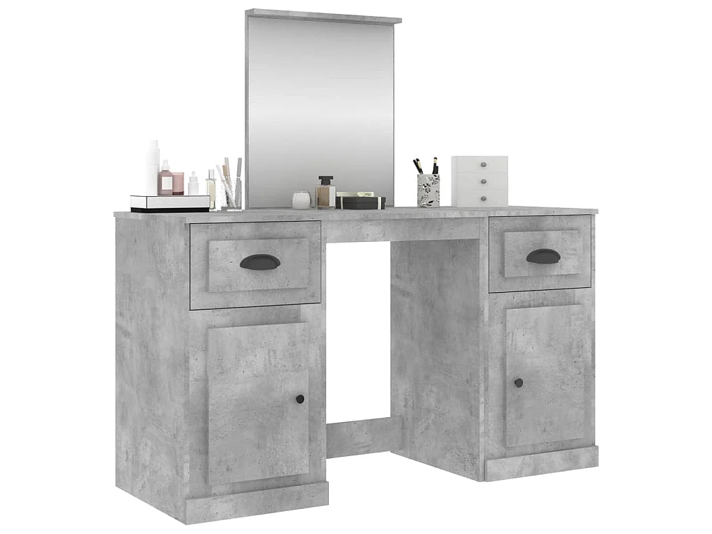 Coiffeuse avec miroir gris béton 130x50x132,5 cm