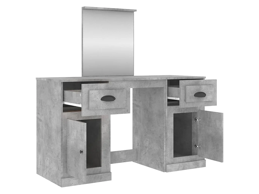 Coiffeuse avec miroir gris béton 130x50x132,5 cm