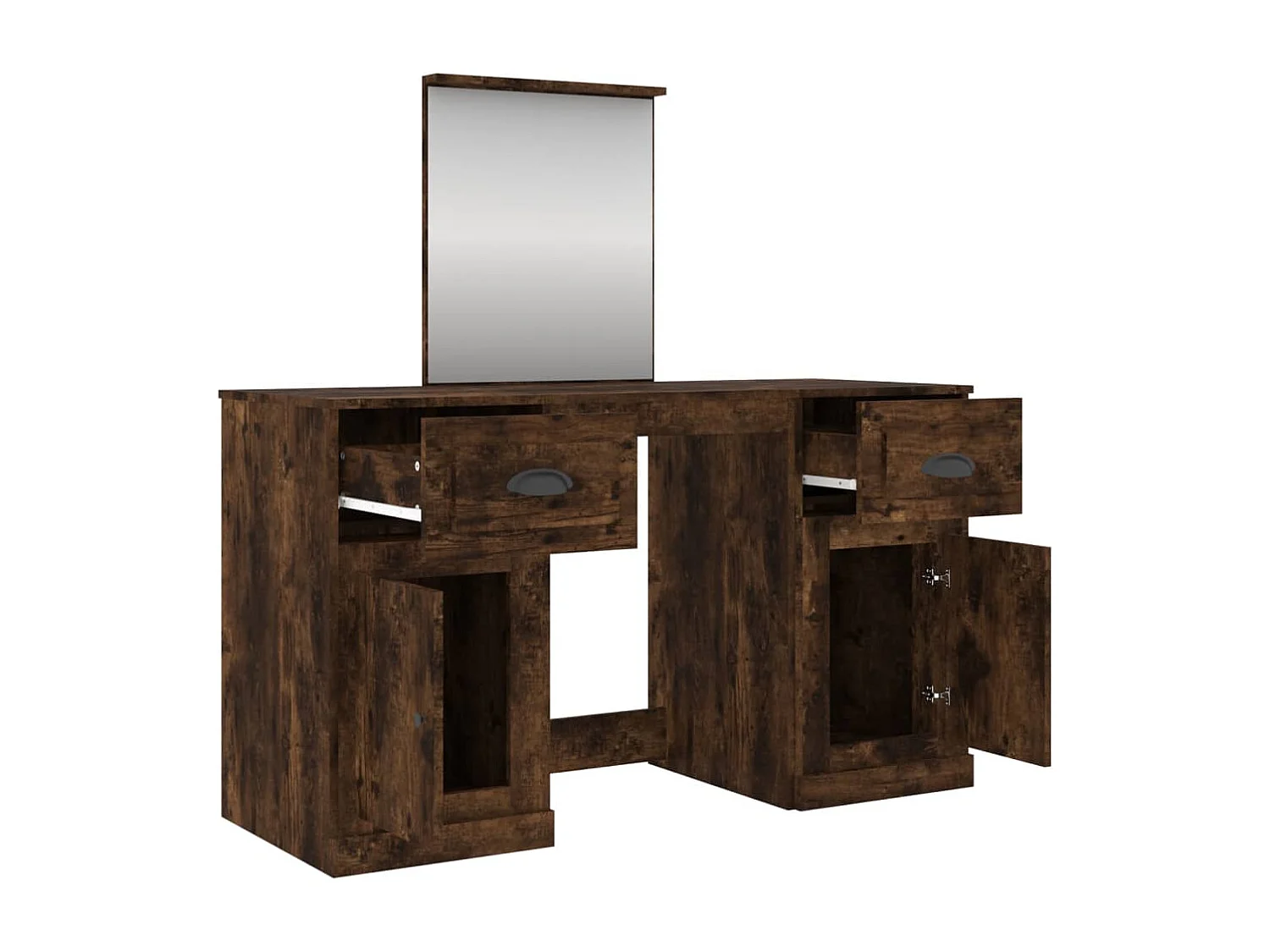 Tocador con espejo color roble ahumado 130x50x132,5 cm