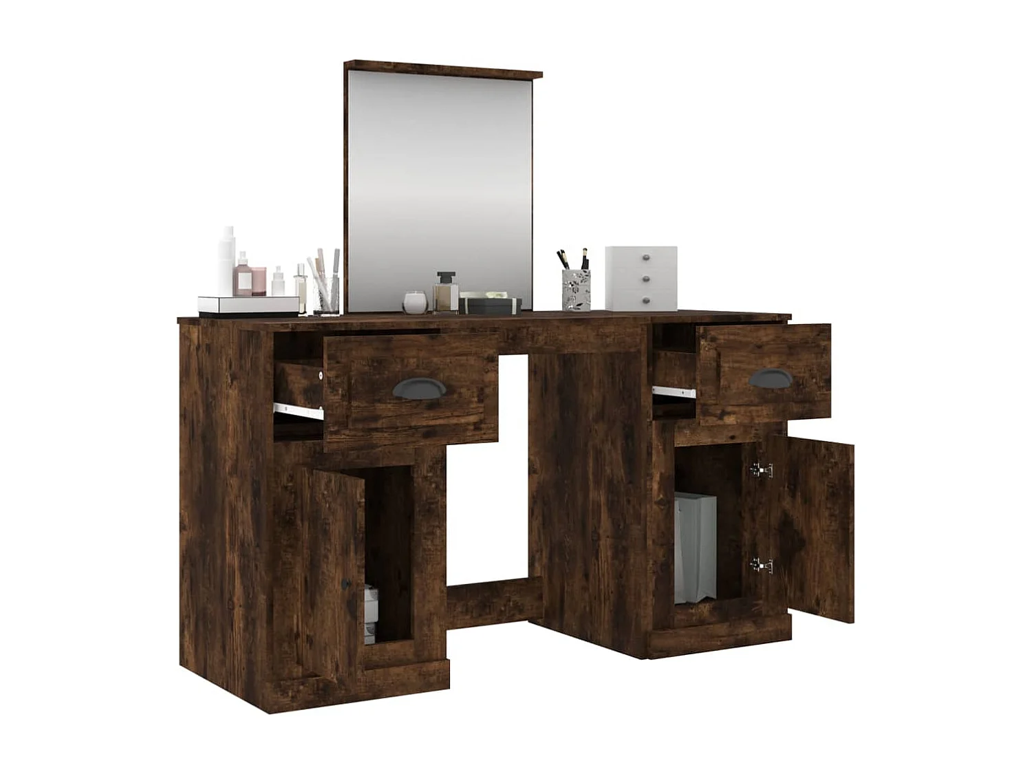 Schminktisch mit Spiegel Räuchereiche 130x50x132,5 cm