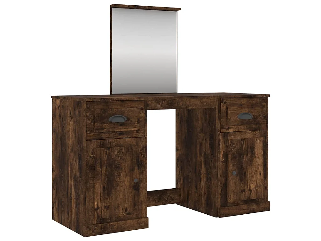 Coiffeuse avec miroir chêne fumé 130x50x132,5 cm