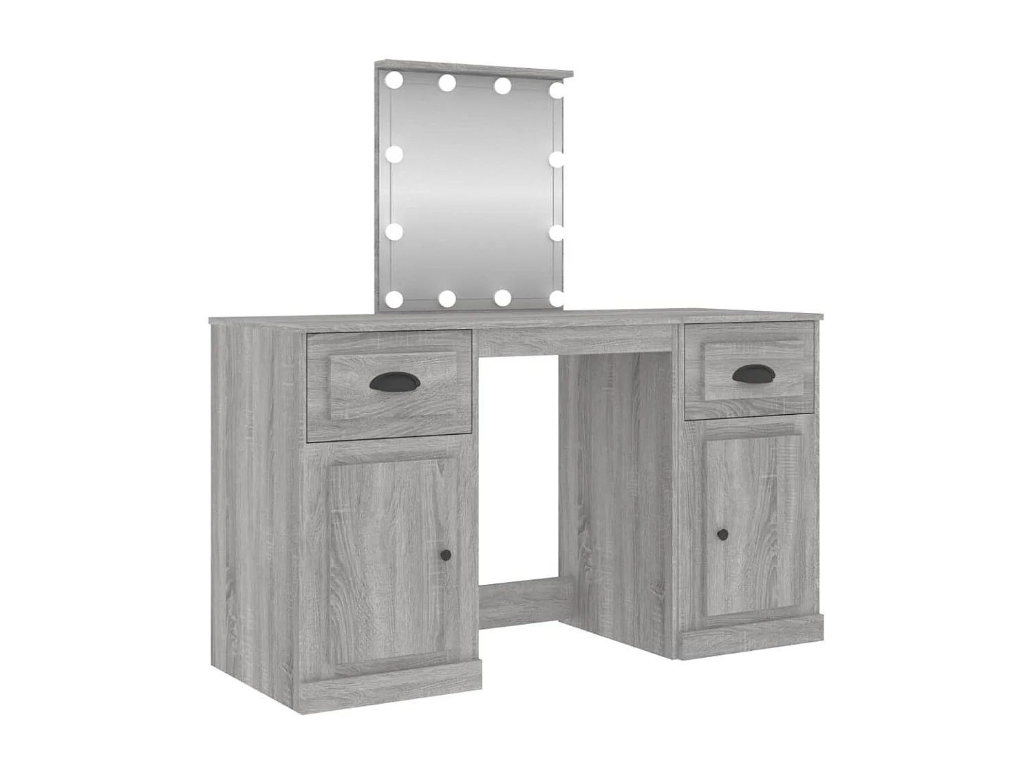 Schminktisch mit LED-Leuchten Grau Sonoma 130x50x132,5 cm