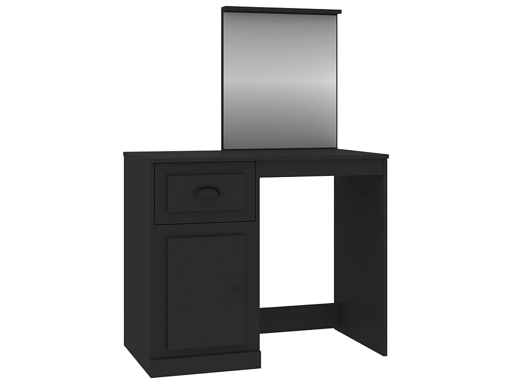 Coiffeuse avec miroir noir 90x50x132,5 cm bois d'ingénierie