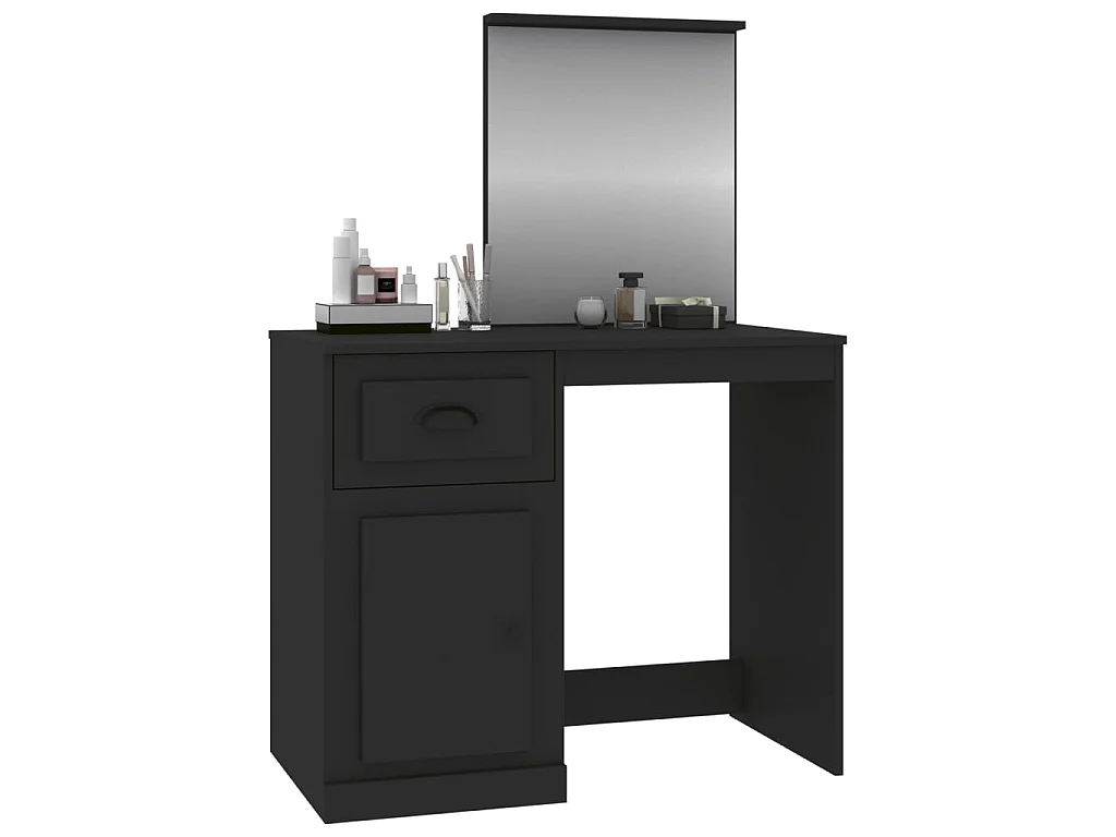 Coiffeuse avec miroir noir 90x50x132,5 cm bois d'ingénierie