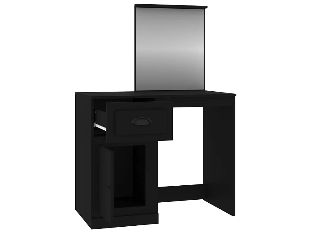 Coiffeuse avec miroir noir 90x50x132,5 cm bois d'ingénierie