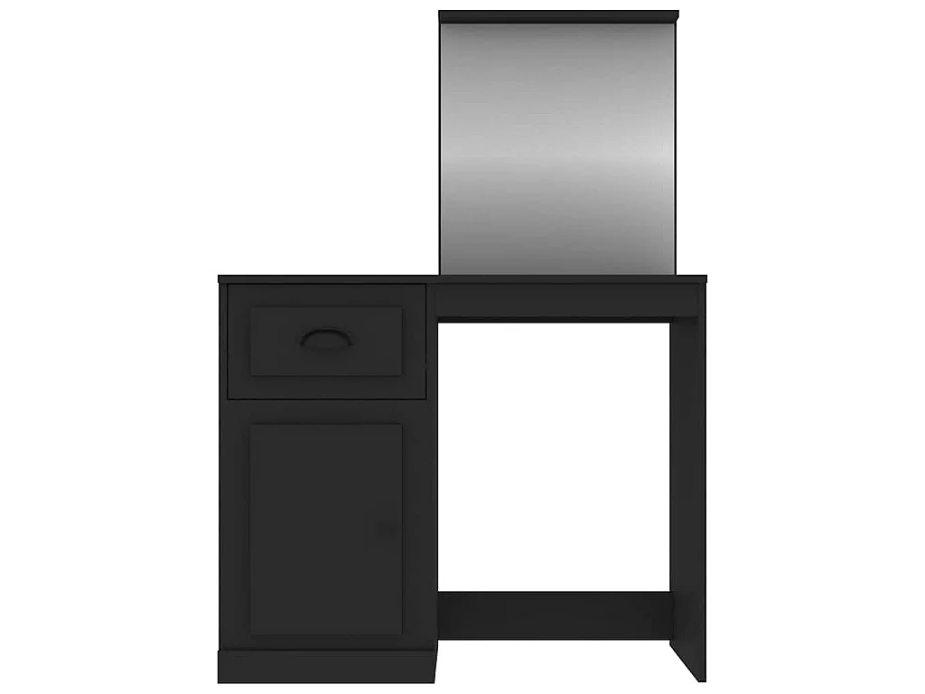 Toeletta con Specchio Nera 90x50x132,5 cm Legno Multistrato