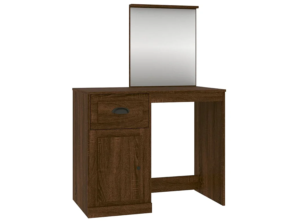 Coiffeuse et miroir chêne marron 90x50x132,5 cm bois ingénierie