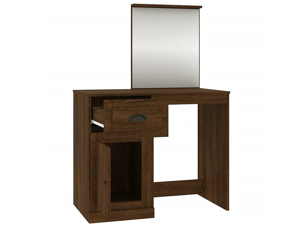 Coiffeuse et miroir chêne marron 90x50x132,5 cm bois ingénierie
