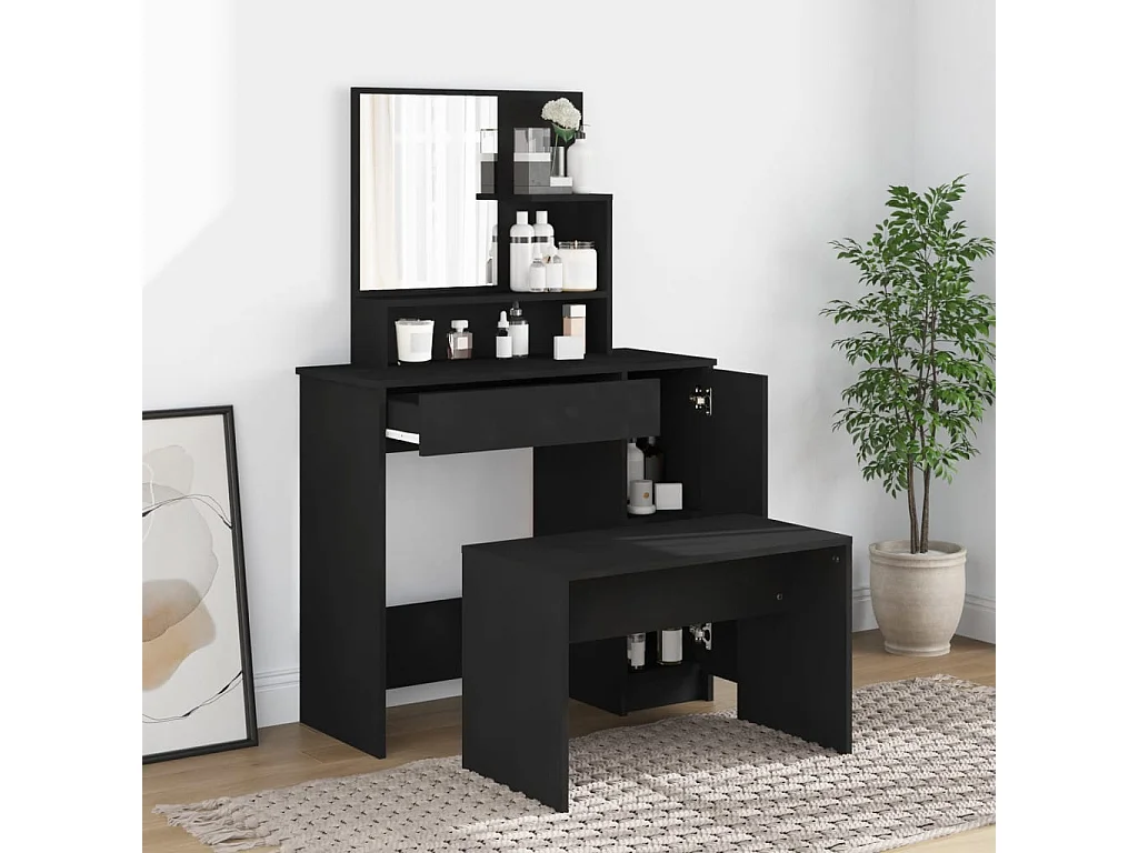 Juego de muebles de tocador negro 86,5x35x136 cm
