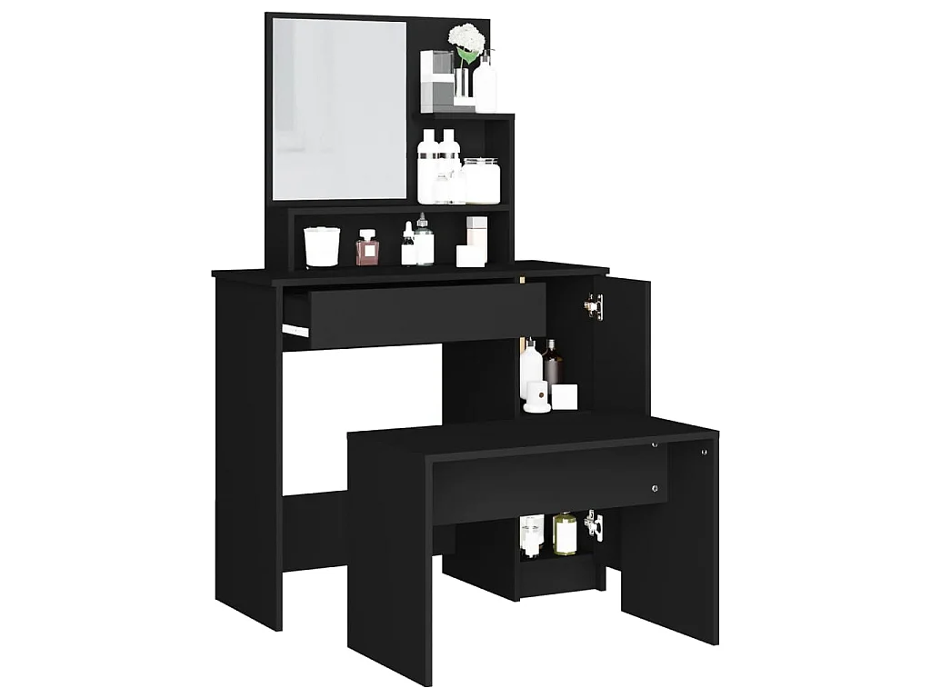 Juego de muebles de tocador negro 86,5x35x136 cm