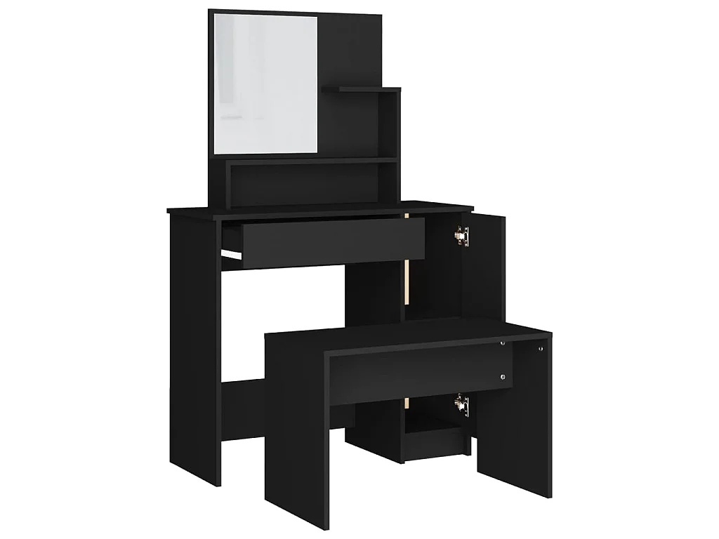 Juego de muebles de tocador negro 86,5x35x136 cm