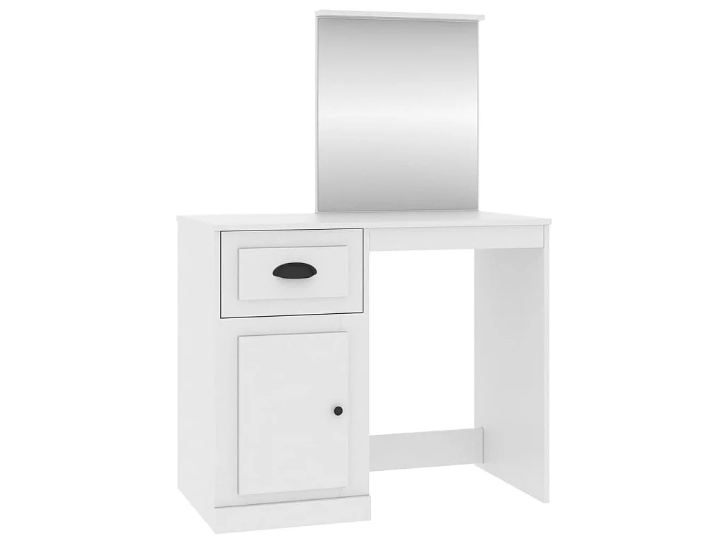 Coiffeuse avec miroir blanc 90x50x132,5 cm bois d'ingénierie