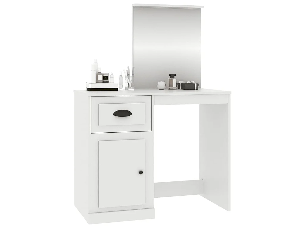 Coiffeuse avec miroir blanc 90x50x132,5 cm bois d'ingénierie