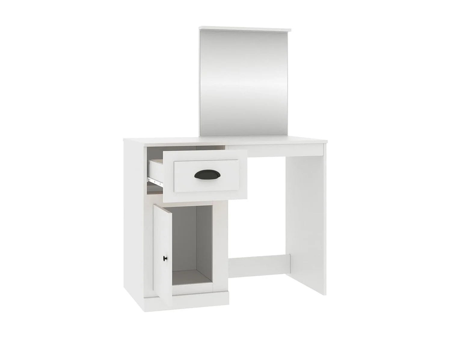 Coiffeuse avec miroir blanc 90x50x132,5 cm bois d'ingénierie