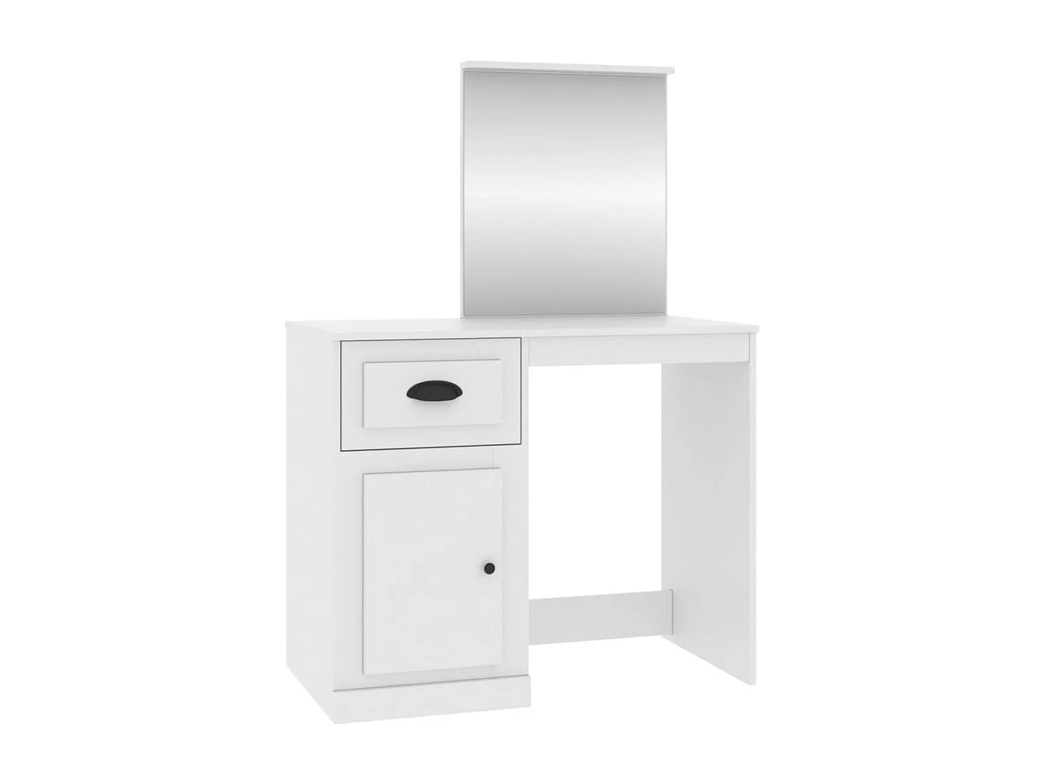 Kaptafel met spiegel 90x50x132,5 cm bewerkt hout wit