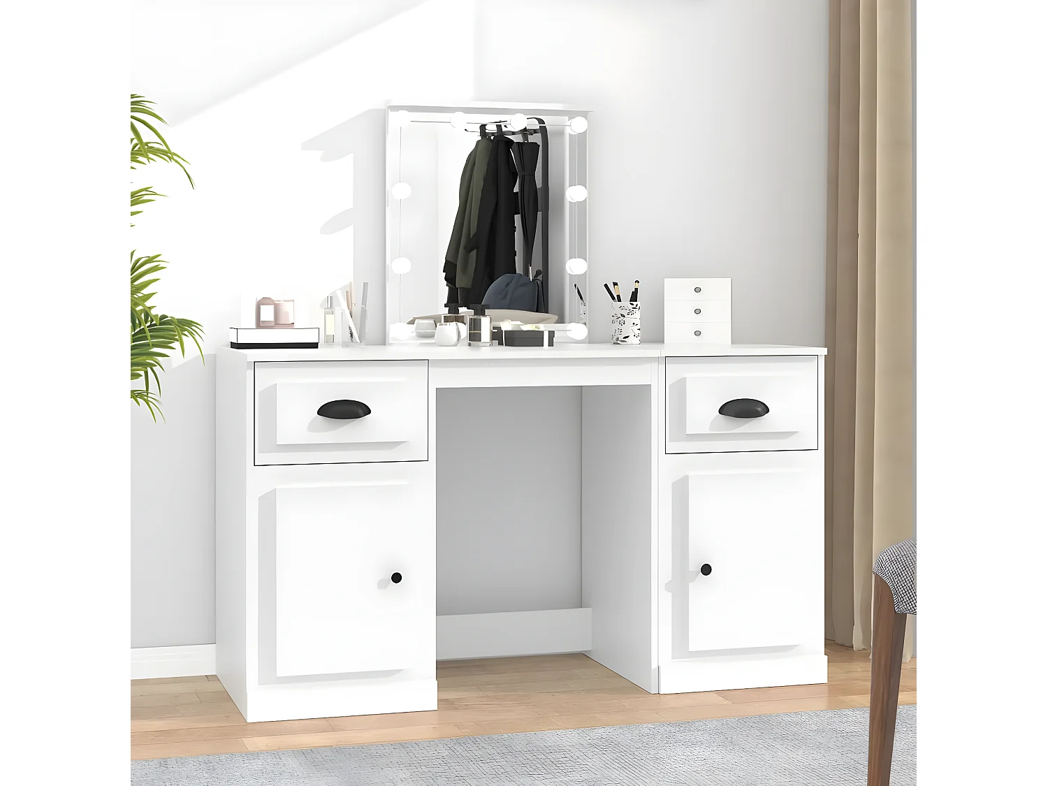 Coiffeuse avec LED blanc 130x50x132,5 cm